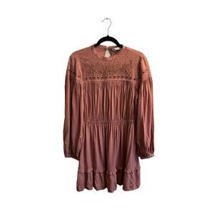 Zara Mesh Dotted Mini Embroidery Dress Size Medium